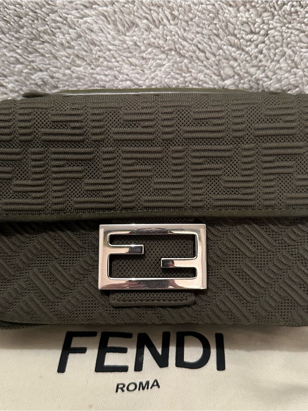Fendi X SKIMS Midi Chain Baguette Shoulder Bag - Olive